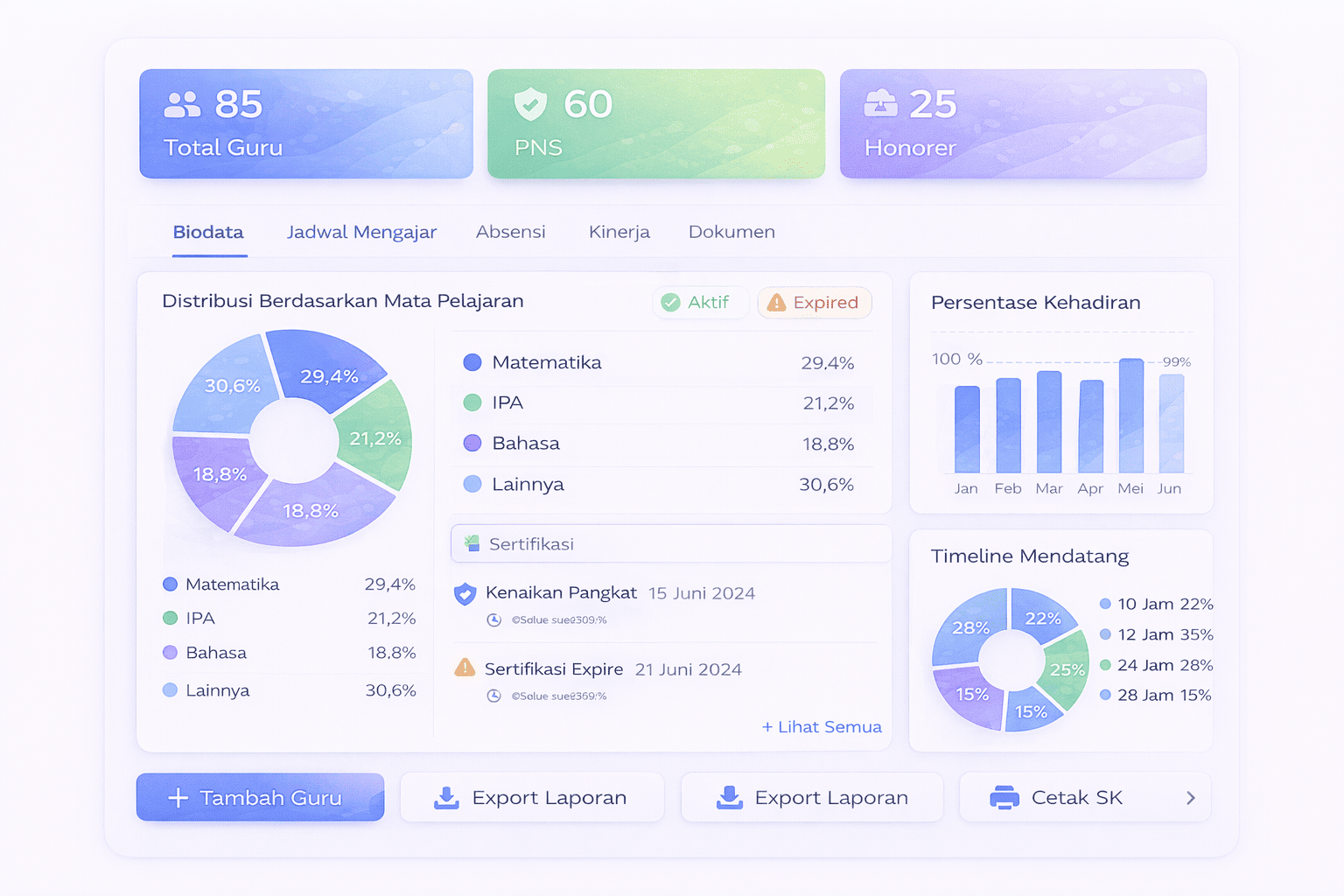 Dashboard Statistik Guru